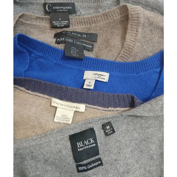 White Warren halogen saks womens medium 100% cashmere 2ply sweater lot of 5 - Picture 5 of 6